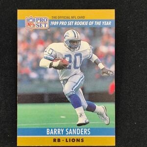 1990 Pro Set #1 Barry Sanders 1989 Rookie Of The Year Detroit Lions NFL Card